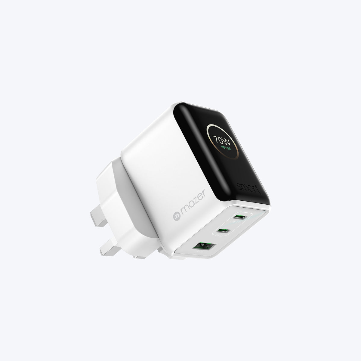 PrestigeGaN Ai 70W GaN Wall Charger Ai Display (3 Ports)