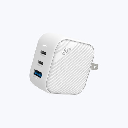 GaNPrestige 66W GaN Wall Charger with Travel Pins (3 Ports)