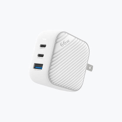 GaNPrestige 66W GaN Wall Charger with Travel Pins (3 Ports)