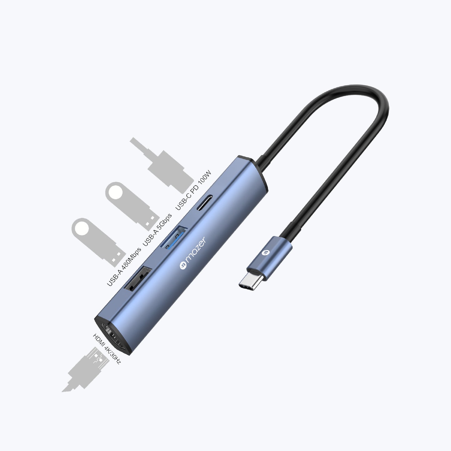 InfiniteLinkHub Slim Hub51 4-in-1 USB C Multimedia Mobile Hub