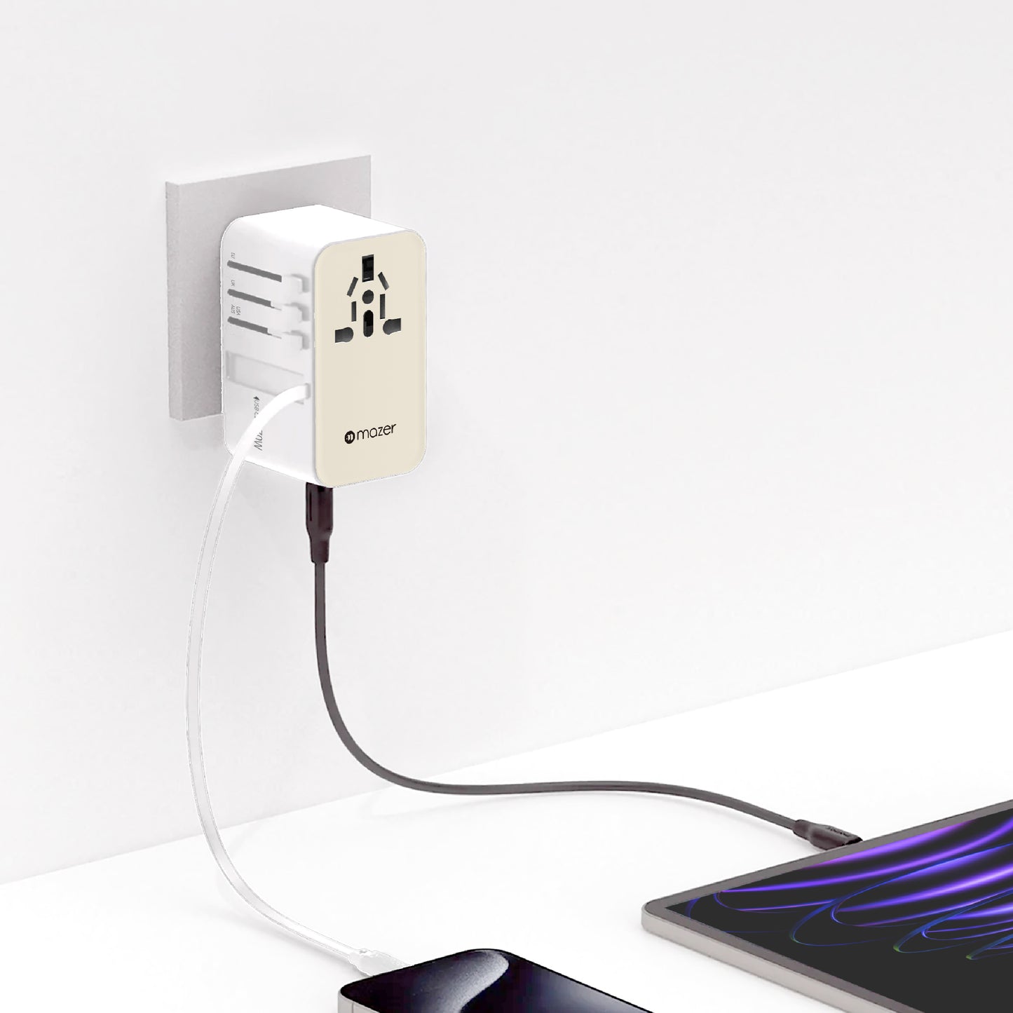 Infinite Travel PD70W Gan Universal Travel Charger With Built-in USB C Cable