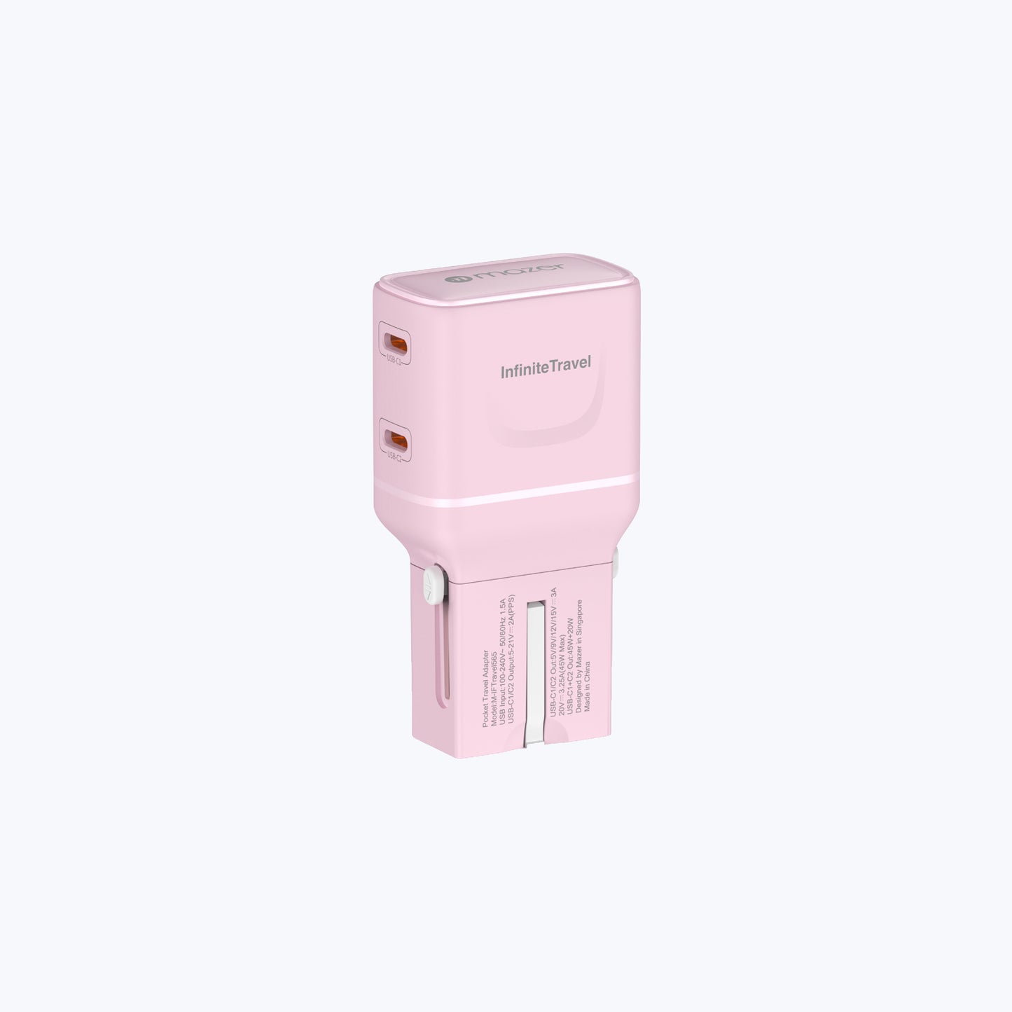 InfiniteTravel Pocket 65W Travel Charger Universal Travel Charger with USB-C Ports