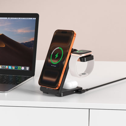 MagFold07 Qi2.2 Certified 25W Foldable 3-in-1 Wireless Charger