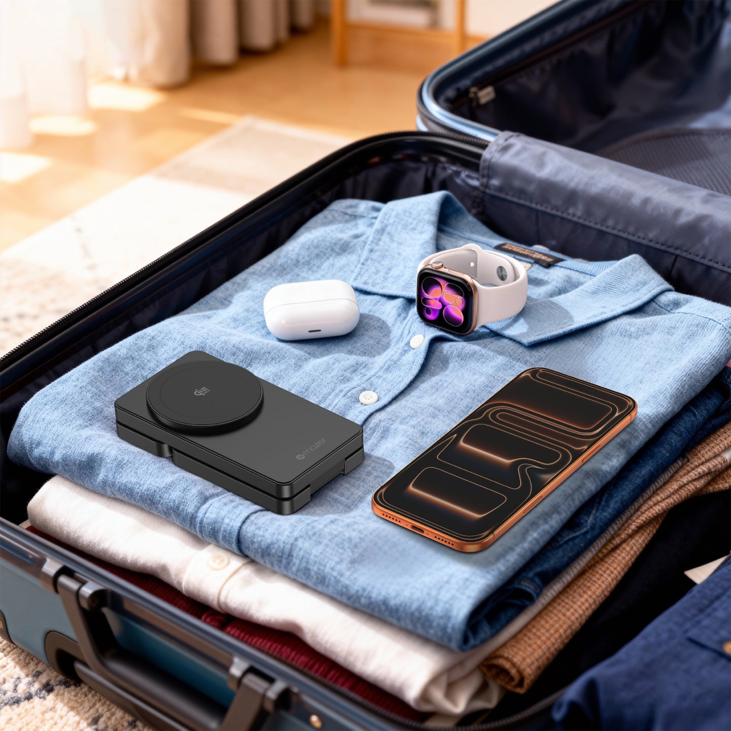 MagFold07 Qi2.2 Certified 25W Foldable 3-in-1 Wireless Charger