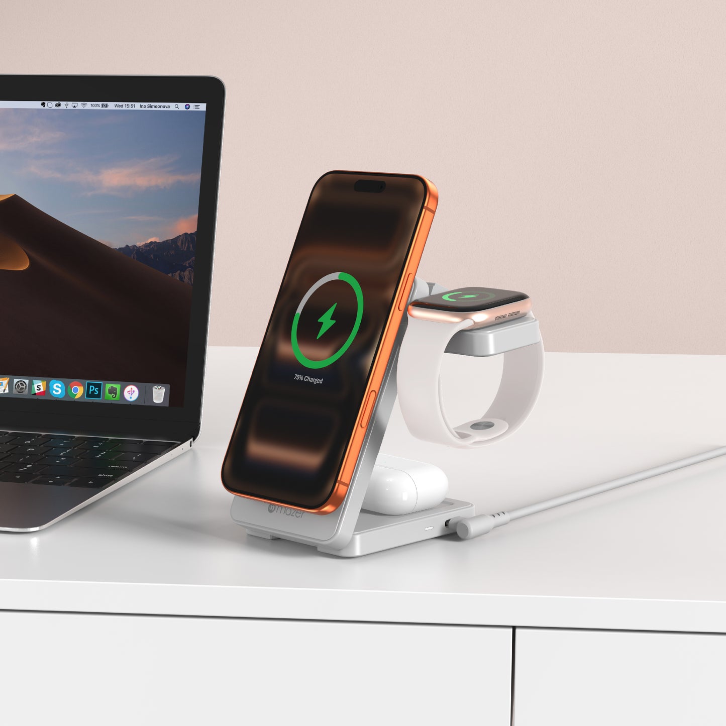 MagFold07 Qi2.2 Certified 25W Foldable 3-in-1 Wireless Charger