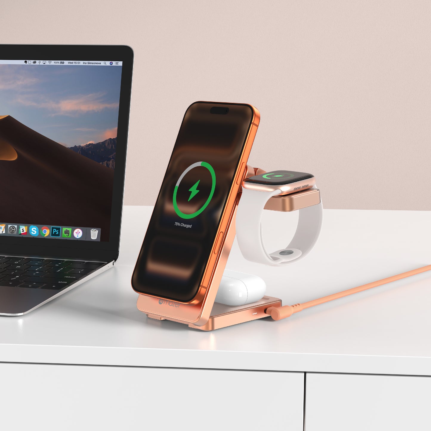 MagFold07 Qi2.2 Certified 25W Foldable 3-in-1 Wireless Charger