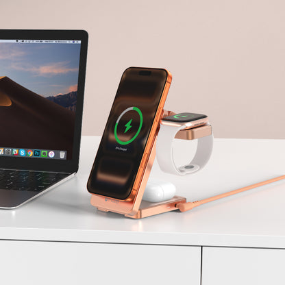 MagFold07 Qi2.2 Certified 25W Foldable 3-in-1 Wireless Charger