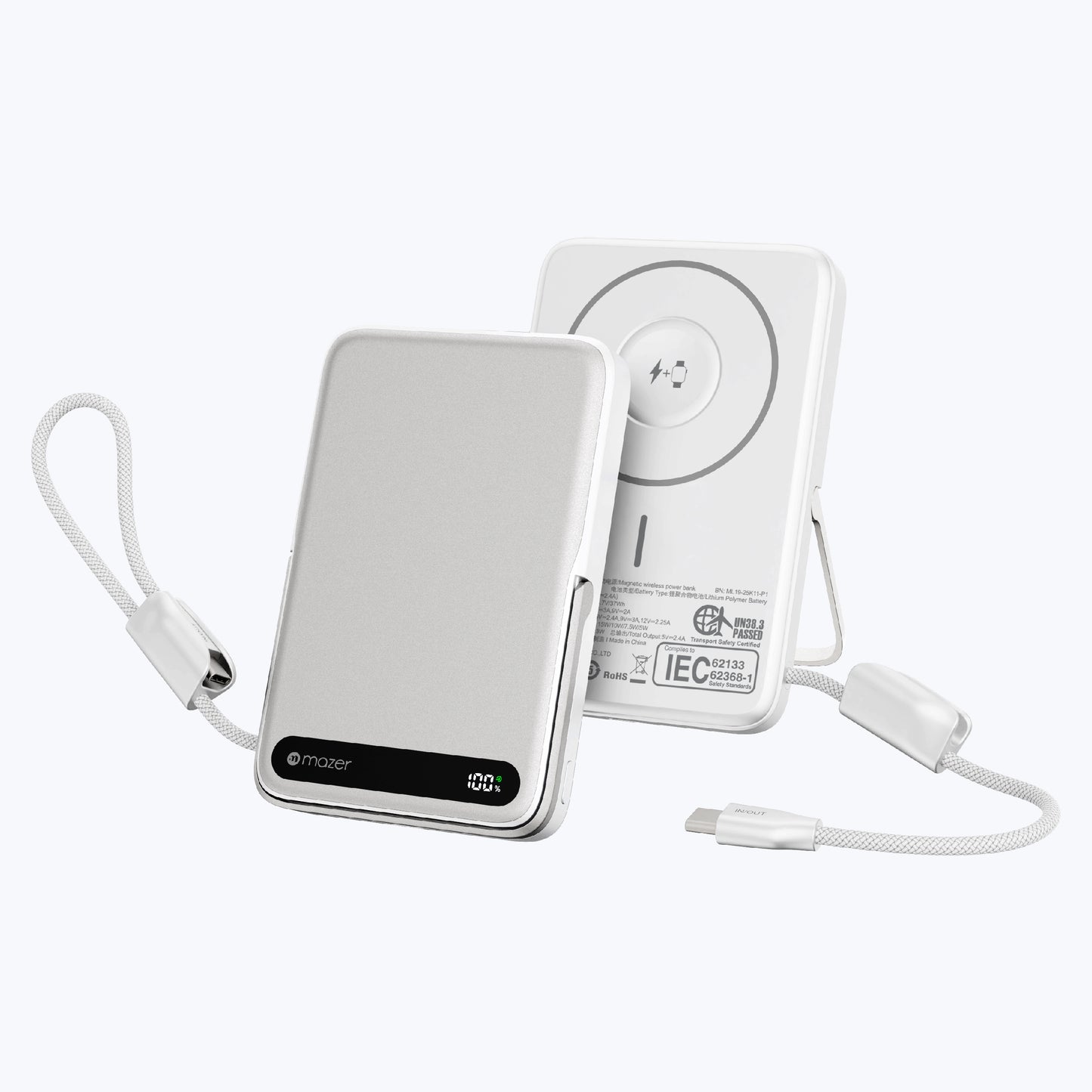 MagLink19 10,000mAh Magnetic Wireless (Built-in USB-C Cable) Apple Watch Charging Power Bank (CCC Certified)