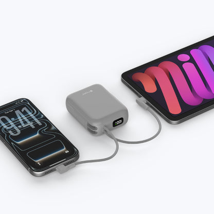 PowerCharge Nano Duo 10,000mAh PD35W Power Bank with Built-in Dual USB-C Cables (CCC Certified)