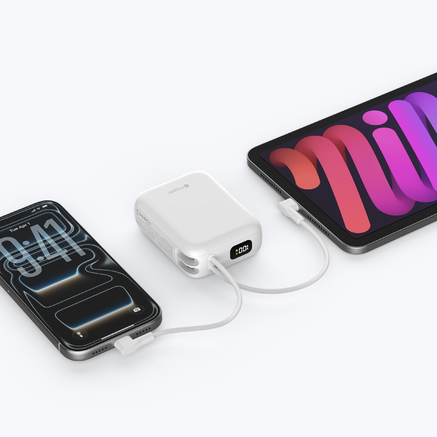 PowerCharge Nano Duo 10,000mAh PD35W Power Bank with Built-in Dual USB-C Cables (CCC Certified)
